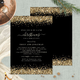 Classy Guld Glitter Black jul Party Inbjudningar