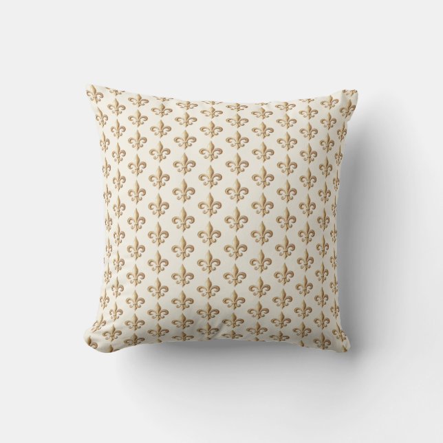 Classy Guld Gradient Heraldic Fleur de lis Mönster Kudde (Framsida)