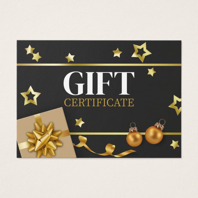Classy Guld jul Boll Stars Ribbon Gift Card Visitkort (Framsidan)