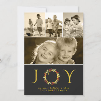 Classy Guld jul Joy Instagram Photo Collage Julkort