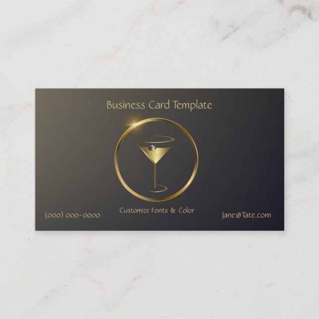 Classy Guld Red Metallic Bartender-mall Busine Visitkort (Framsida)