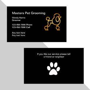 Classy Guld Tone Pudel Pet Groomer Visitkort