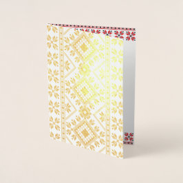 Classy Guld Traditional Nordic Fair Isle Mönster Folierat Kort