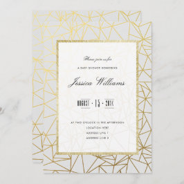 Classy Guld & White Baby Shower Inbjudningar