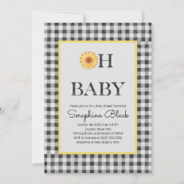 Classy Gult och Black Summer Picnic Baby Shower Inbjudningar