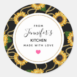 Classy Gult Solblommor Snyggt Mönster Kitchen Runt Klistermärke
