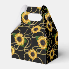 Classy Gult Solblommor Snyggt Mönster på Black Presentaskar