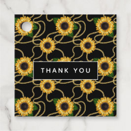 Classy Gult Solblommor Snyggt Mönster Tack Gåvor Etiketter