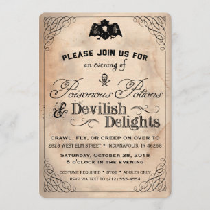 Classy Halloween Vintage Devilish Delight Inbjudan