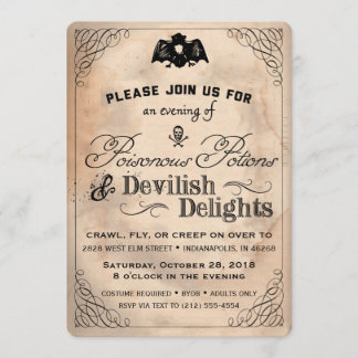 Classy Halloween Vintage Devilish Delight Inbjudan