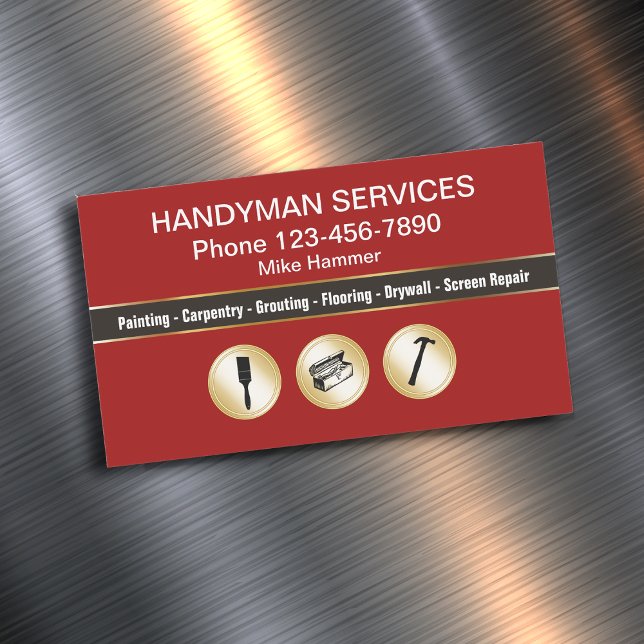 Classy Handyman Business Magnets Magnetiska Visitkort (Skapare uppladdad)