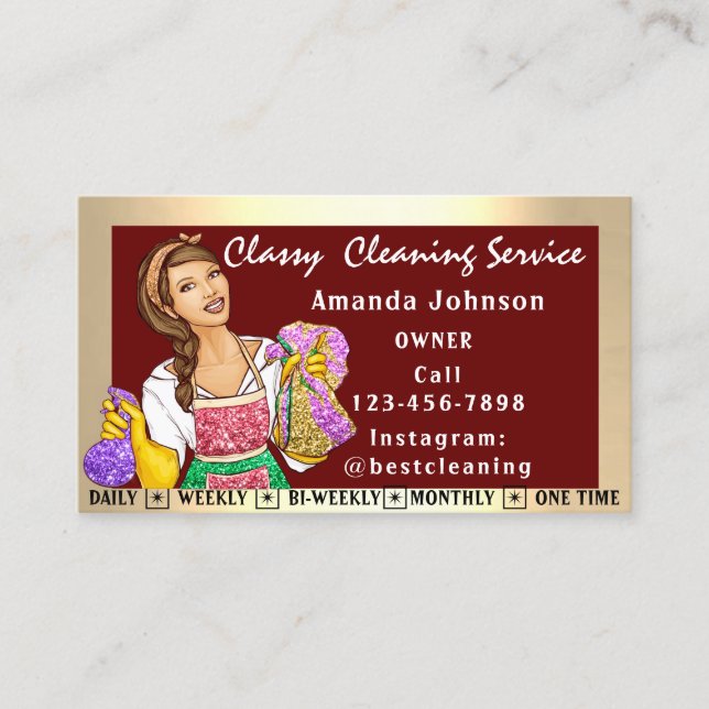 Classy House Office Städning Services Maid Golden Visitkort (Framsida)