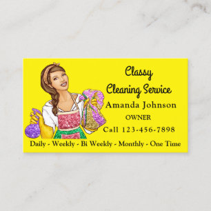 Classy House Städning Service Maid Glitter Gult Visitkort