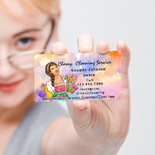 Classy House Städning Service Maid Rosa Holograph Visitkort