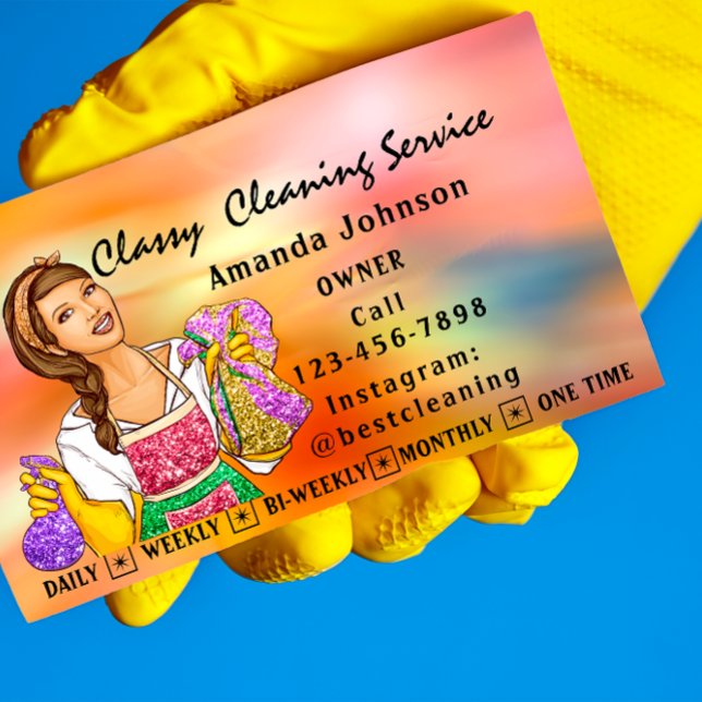 Classy House Städning Services Maid Holograph Visitkort (Classy House Cleaning Services Maid Holograph Business Card)