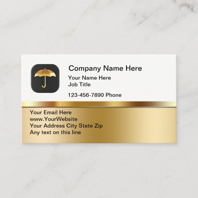Classy Insurance Umbrella Theme Business Cards Visitkort (Framsida)