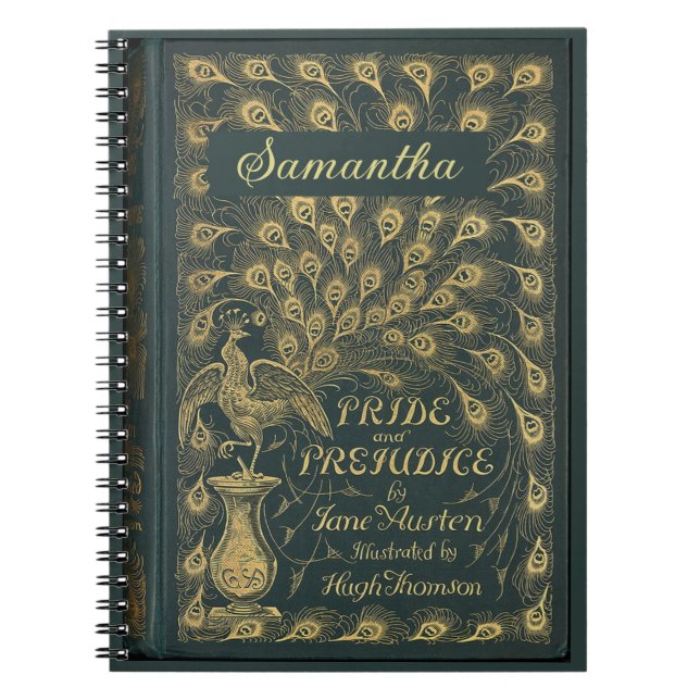 Classy Jane Austen Pride och Prejudice Bok Cover Anteckningsbok (Framsidan)
