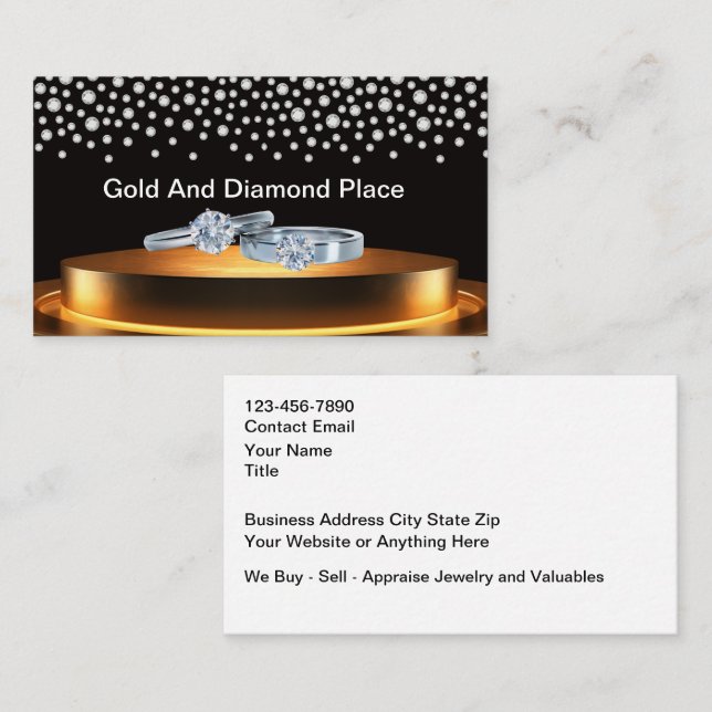 Classy Jewelry Theme Bling Business Cards Visitkort (Fram/baksida)