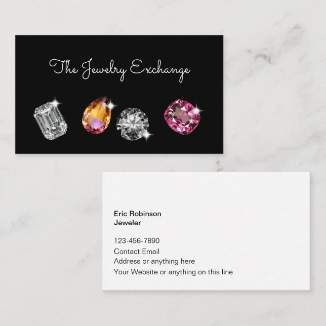 Classy Jewelry Theme Glitzy Affärskorts Visitkort (Fram/baksida)