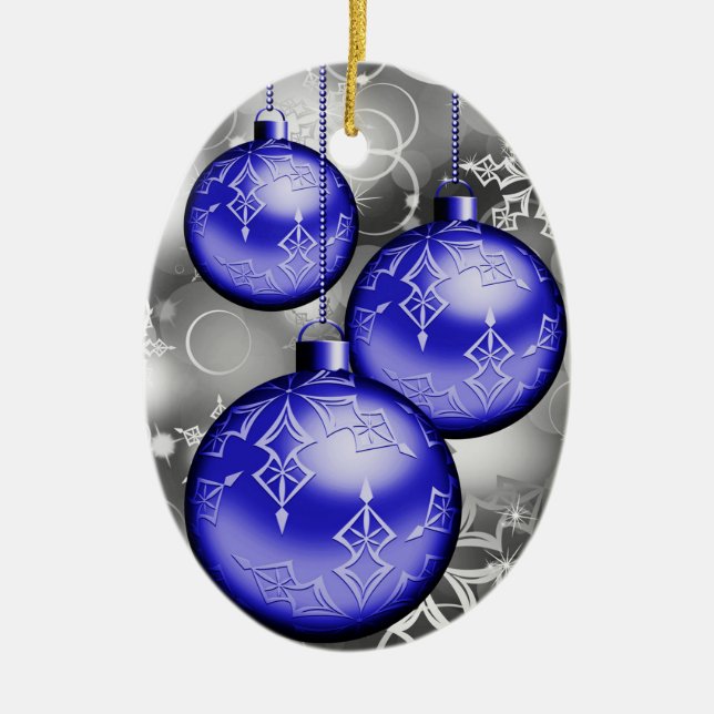 Classy jul Blue Silver Grått Ornament (Framsidan)