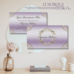 Classy Lavender Guld Ornate Elegance och Finare Visitkort