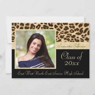 Classy Leopard Skriv ut fotot Studenten annons Inbjudningar