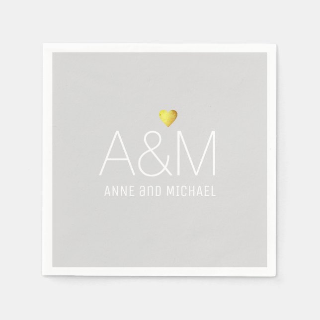 Classy light-grått Bröllop Monogrammed Pappersservett (Framsidan)