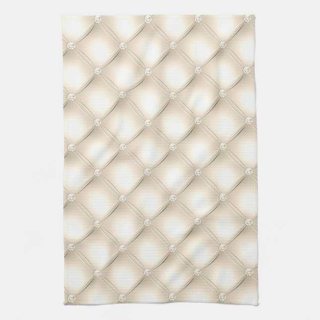 Classy Light Guld, Faux Diamond Tuftad Kökshandduk (Vertikal)