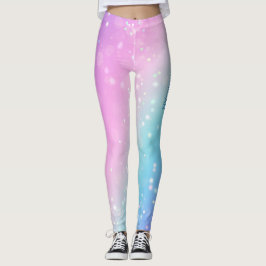 Classy Lila & Blue Bokeh Star, Namn eller Message Leggings