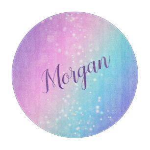 Classy Lila & Blue Bokeh Star, Namn eller Monogram