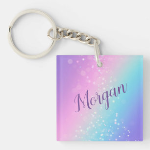 Classy Lila & Blue Bokeh Star, Namn eller Monogram