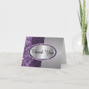 Classy Lila Glitter Brush Steel Metall utseende Tack Kort