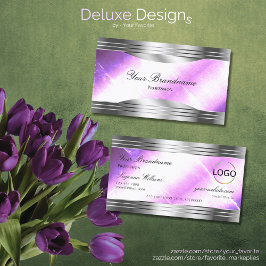 Classy Lilac Silver Shimmer Gräns med Logotyp Chic Visitkort
