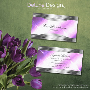 Classy Lilac Silver Shimmer Gräns Sophisticated Visitkort
