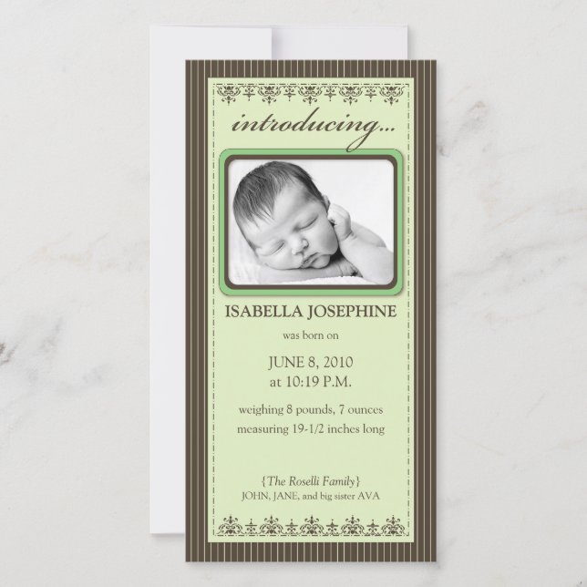 Classy Lime Green Customized Birth-meddelande Meddelande (Framsida)