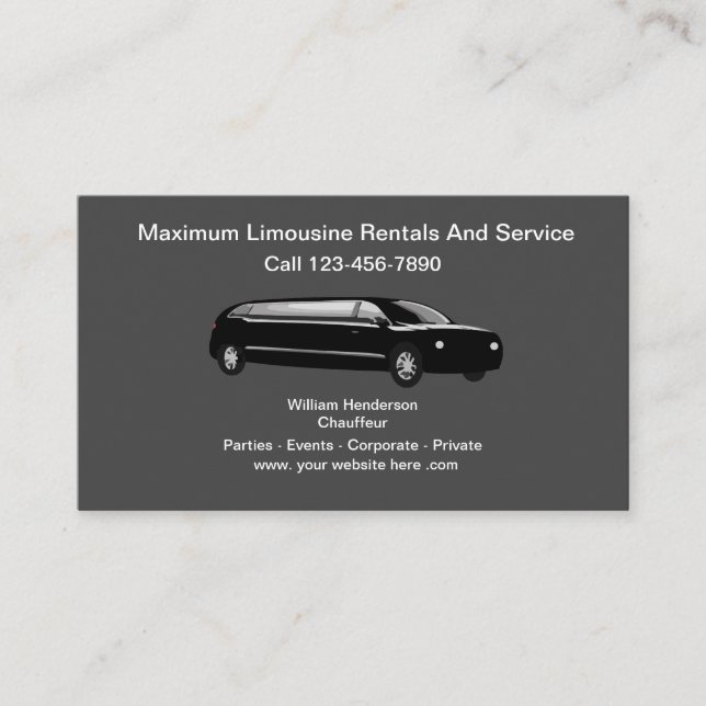 Classy Limousine Chauffeur Service Visitkort (Framsida)