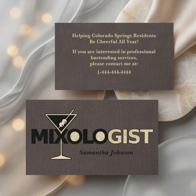 Classy Linen Mixolog Bartender-Affärskortet Visitkort (Skapare uppladdad)