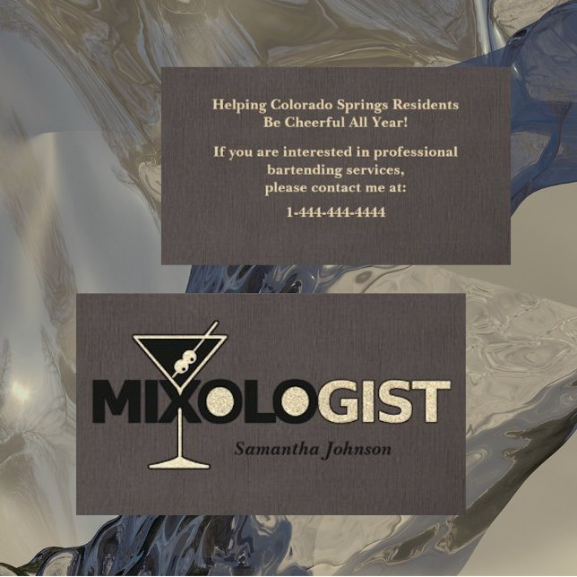 Classy Linen Mixolog Bartender-Affärskortet Visitkort (Skapare uppladdad)