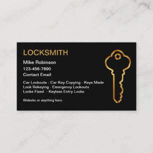 Classy Locksmith Golden House Nyckel Design Visitkort