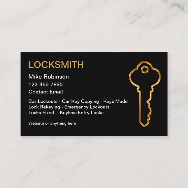 Classy Locksmith Golden House Nyckel Design Visitkort (Framsida)