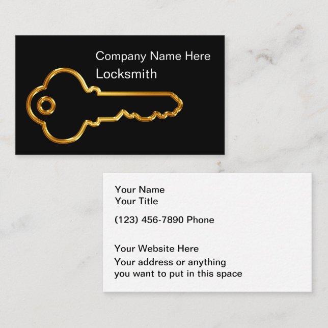Classy Locksmith Modern Business Cards Visitkort (Fram/baksida)