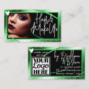 Classy Logotyp Photo Snyggt Grönt Ram Heart Luxe Visitkort