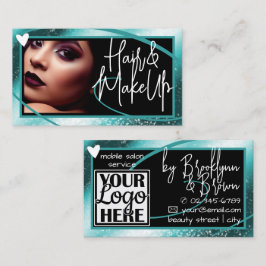 Classy Logotyp Photo Snyggt Teal Ram Heart Luxe Visitkort