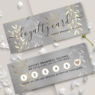 Classy Lux Faux Guld & Silver Löv Salon Slår Lojalitetskort