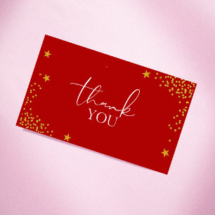 Classy & Luxurious Red Guld Glitter Star Tack Visitkort