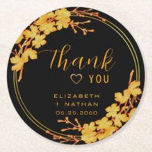 Classy Luxury Black Guld Blommigt Bröllop Tack