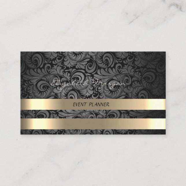 Classy Luxury Elegant,Damask,Faux Guld Rand Visitkort (Framsida)