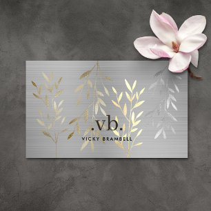 Classy Luxury Guld & Silver Lövs Monogram Salon Visitkort