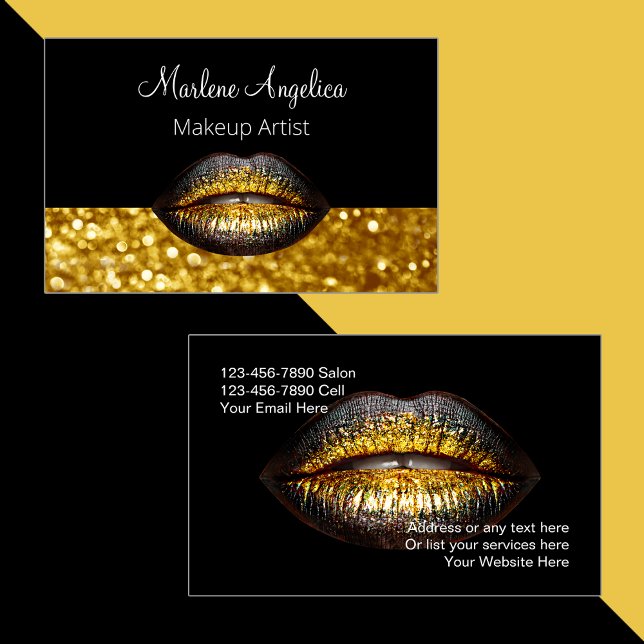 Classy Makeup Artist Glitzy Läppar Affärskort Visitkort (Skapare uppladdad)