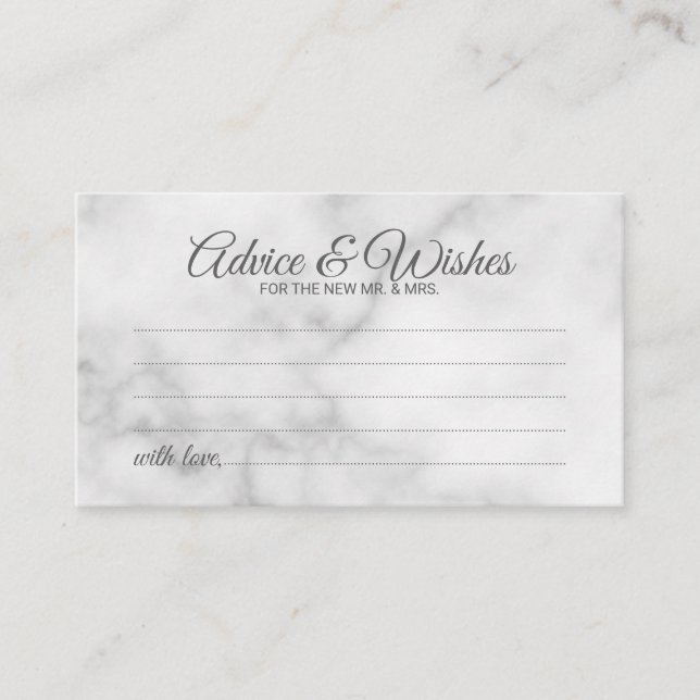 Classy Marble Bröllop Advice och Önskemål Card Rådkort (Framsida)